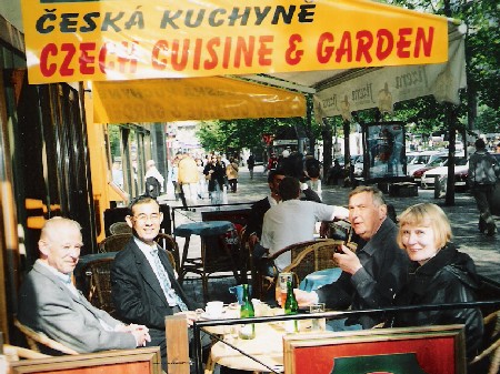 At Wencelas Square from left: Bent Nielsen, Toshi Ohtake, Kaj Bredahl Jorgensen and his wife Else.